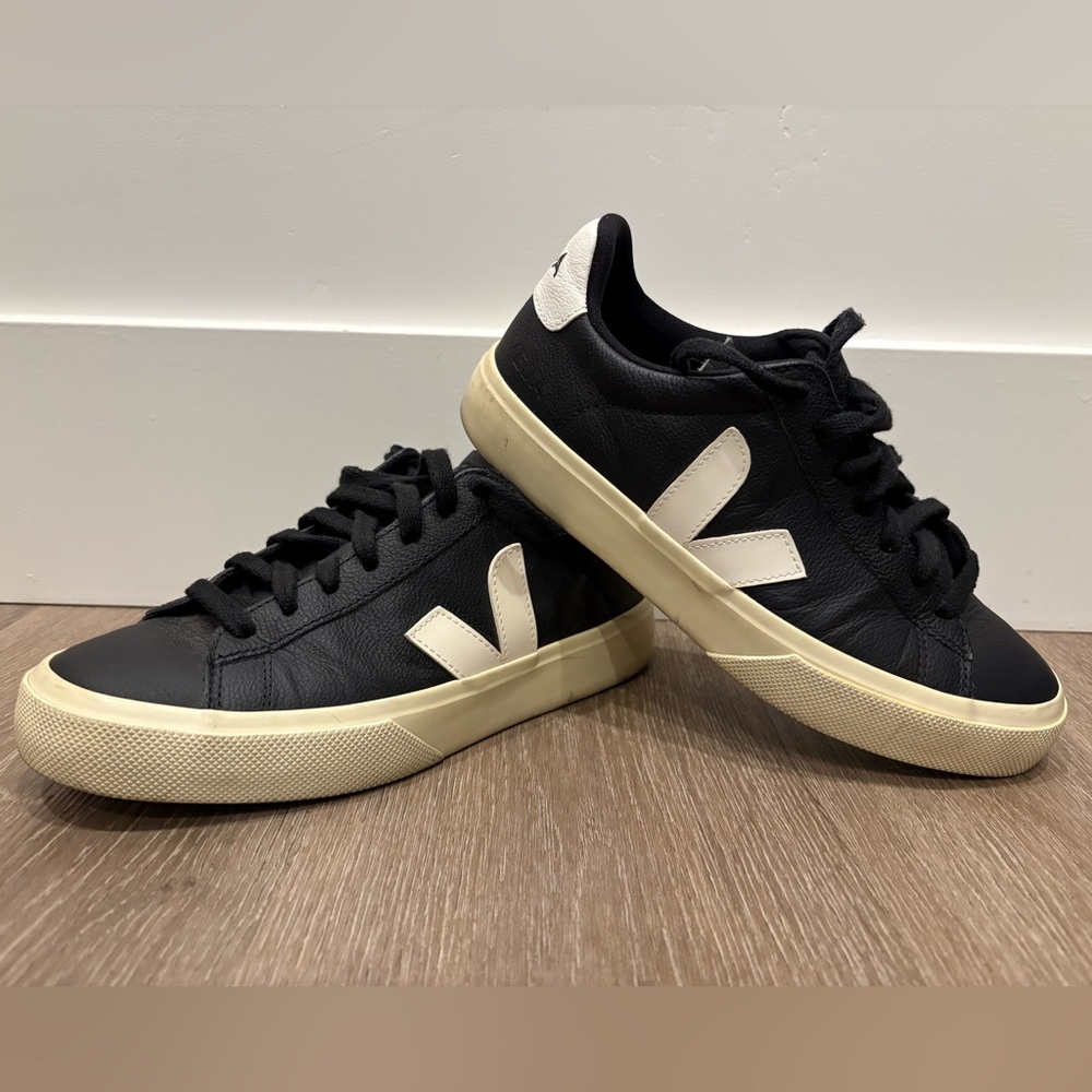Veja Black and Cream Campo sneakers